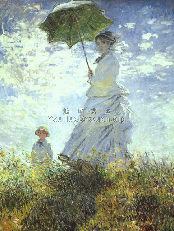 Woman with a Parasol - 克劳德·莫奈